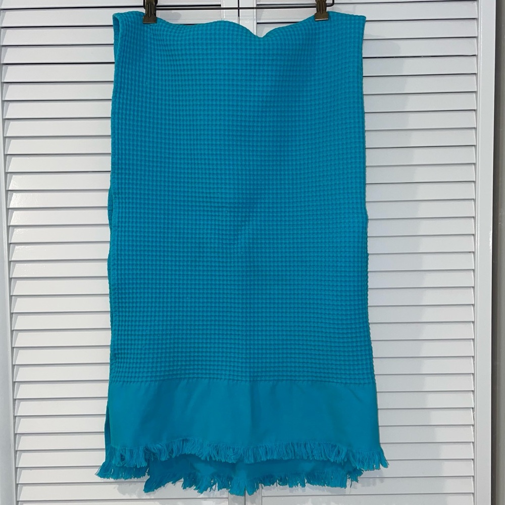 Giaquinto Tessitura Waffle Heavy Cotton Throw Blanket Italy Fringed